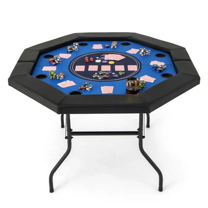 48" Octagon Folding Poker Table – 6–8 Player Capacity | Casino-Grade Felt with Waterproof Armrest COSTWAY - Little and Giant Explorers Costway