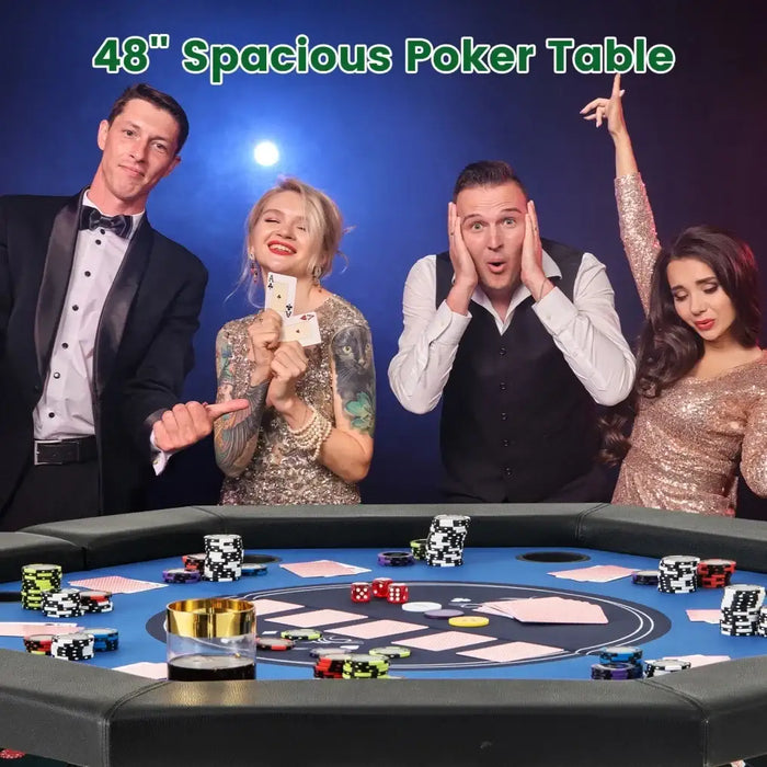 48" Octagon Folding Poker Table – 6–8 Player Capacity | Casino-Grade Felt with Waterproof Armrest COSTWAY - Little and Giant Explorers Costway