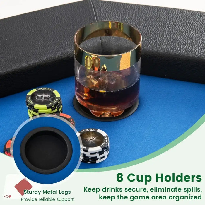 48" Octagon Folding Poker Table – 6–8 Player Capacity | Casino-Grade Felt with Waterproof Armrest COSTWAY - Little and Giant Explorers Costway