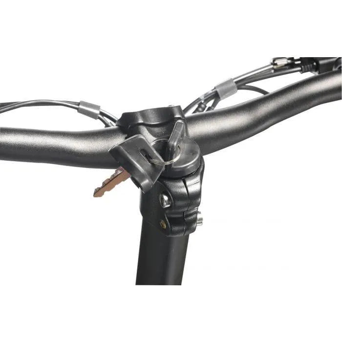 48V folding electric scooter handlebar with ignition key and locking mechanism