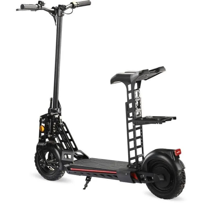 48V folding electric scooter with 600W motor, rear seat, dual suspension, black frame