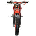 Red Orion kids mini dirt bike, number 27, off-road motorcycle, front view
