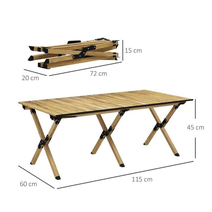 4FT Aluminium Portable Camping Table with Roll-Up Top - Little and Giant Explorers Outsunny