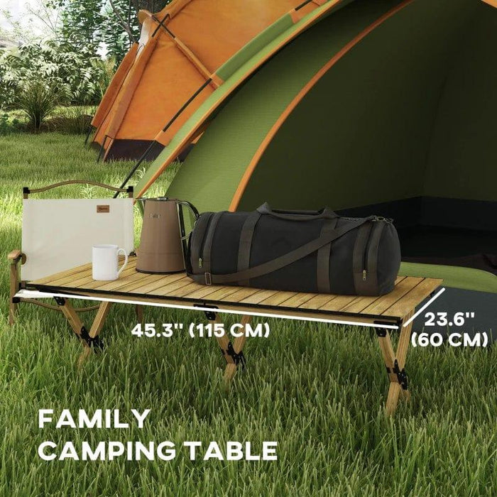 4FT Aluminium Portable Camping Table with Roll-Up Top - Little and Giant Explorers Outsunny