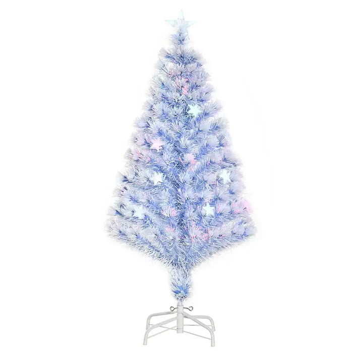 4ft Artificial Christmas Tree | White and Blue Branches - Multi-Coloured LEDs HOMCOM - Little and Giant Explorers HOMCOM