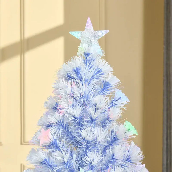 4ft Artificial Christmas Tree | White and Blue Branches - Multi-Coloured LEDs HOMCOM - Little and Giant Explorers HOMCOM