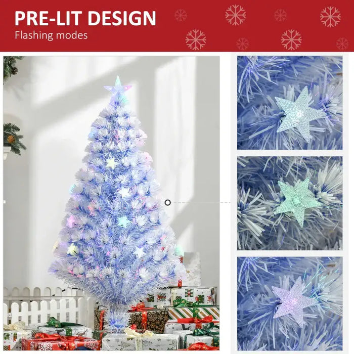 4ft Artificial Christmas Tree | White and Blue Branches - Multi-Coloured LEDs HOMCOM - Little and Giant Explorers HOMCOM
