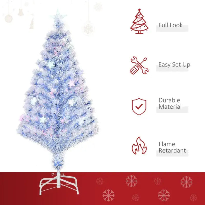 4ft Artificial Christmas Tree | White and Blue Branches - Multi-Coloured LEDs HOMCOM - Little and Giant Explorers HOMCOM