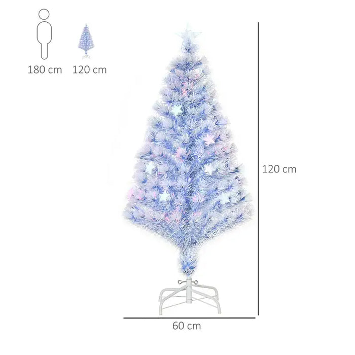4ft Artificial Christmas Tree | White and Blue Branches - Multi-Coloured LEDs HOMCOM - Little and Giant Explorers HOMCOM