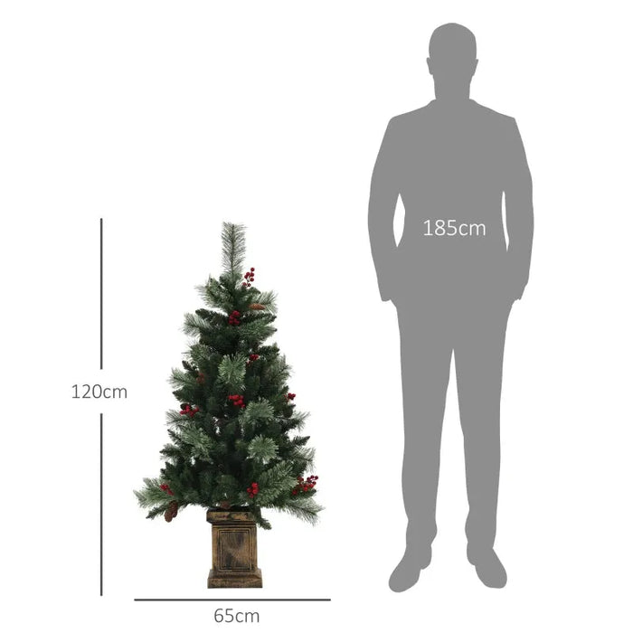 4FT Artificial Christmas Tree with 100 Warm White LED Lights and Retro Base - Little and Giant Explorers HOMCOM