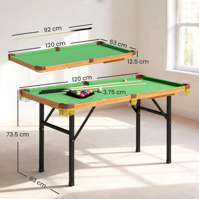 4ft Foldable Pool Table – Green | Compact Design with Complete Accessories SPORTNOW - Little and Giant Explorers SPORTNOW