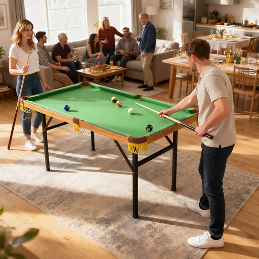 4ft Foldable Pool Table – Green | Compact Design with Complete Accessories SPORTNOW - Little and Giant Explorers SPORTNOW