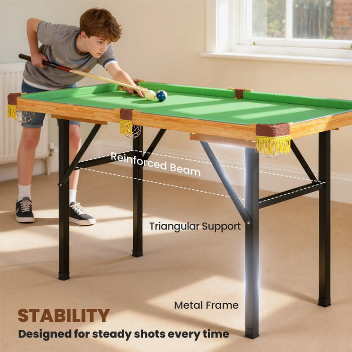 4ft Foldable Pool Table – Green | Compact Design with Complete Accessories SPORTNOW - Little and Giant Explorers SPORTNOW