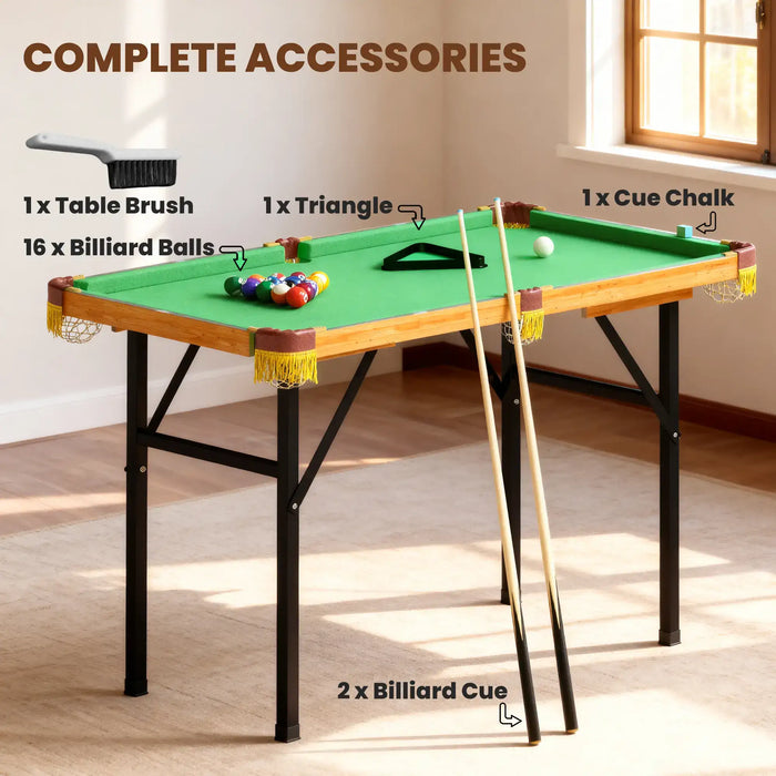 4ft Foldable Pool Table – Green | Compact Design with Complete Accessories SPORTNOW - Little and Giant Explorers SPORTNOW