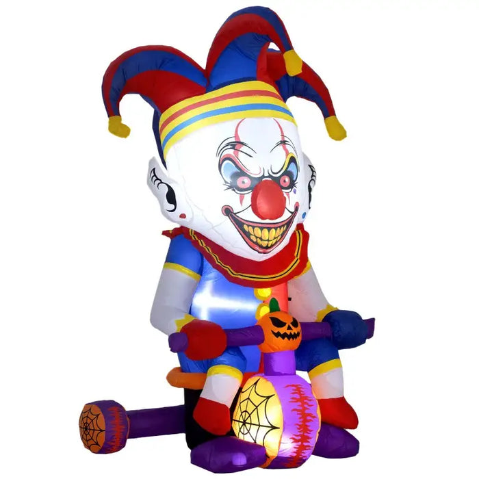 4ft Halloween Inflatable Cycling Clown – LED Light-Up Spooky Decoration | Blower and Anchors OUTSUNNY - Little and Giant Explorers Outsunny