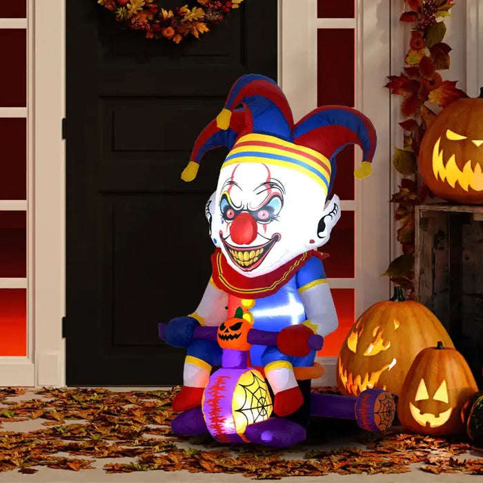 4ft Halloween Inflatable Cycling Clown – LED Light-Up Spooky Decoration | Blower and Anchors OUTSUNNY - Little and Giant Explorers Outsunny