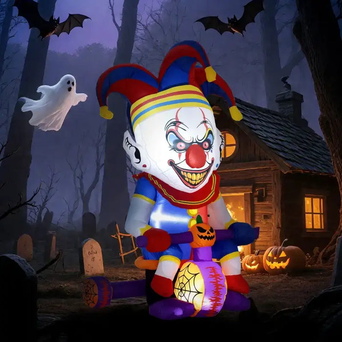 4ft Halloween Inflatable Cycling Clown – LED Light-Up Spooky Decoration | Blower and Anchors OUTSUNNY - Little and Giant Explorers Outsunny