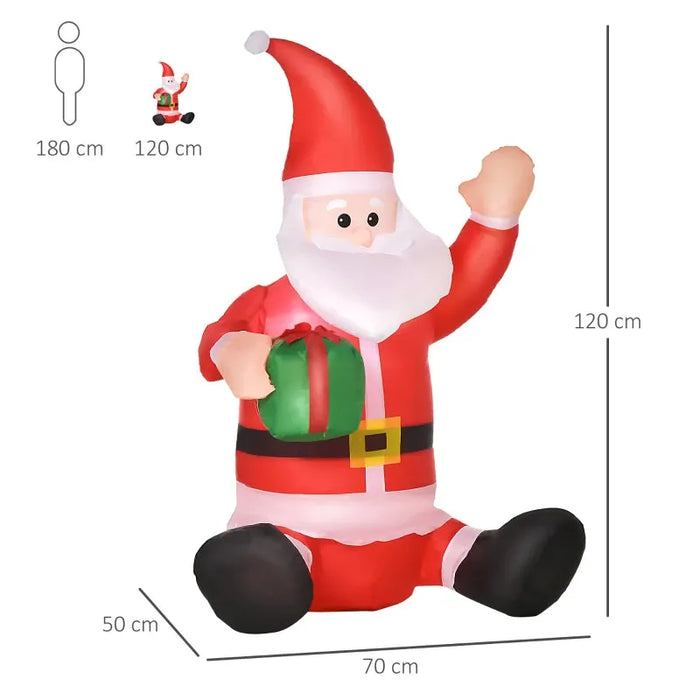 4FT Inflatable Christmas Sitting Santa Claus with LED Lights - Little and Giant Explorers HOMCOM