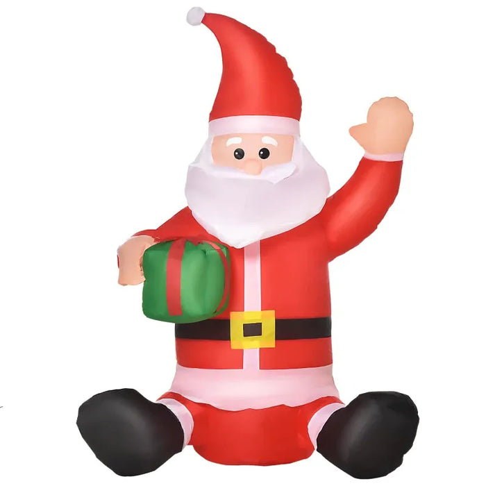 4FT Inflatable Christmas Sitting Santa Claus with LED Lights - Little and Giant Explorers HOMCOM