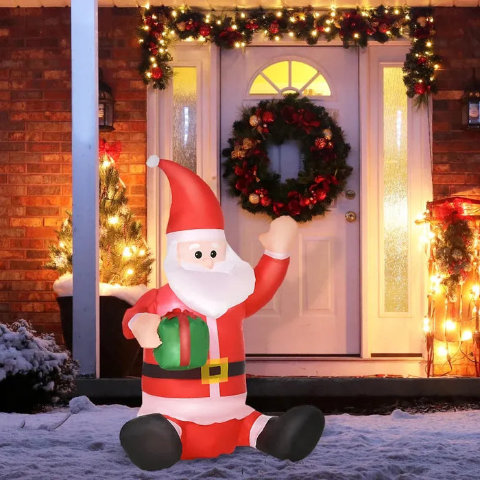 4FT Inflatable Christmas Sitting Santa Claus with LED Lights - Little and Giant Explorers HOMCOM