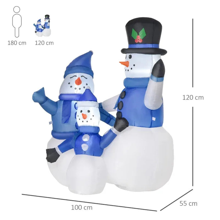 4FT Inflatable Christmas Snowmen Family with LED Lights - Little and Giant Explorers HOMCOM