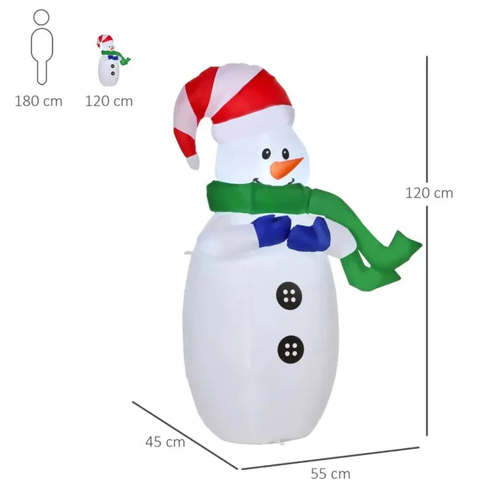 4FT Inflatable Snowman with LEDs - Little and Giant Explorers HOMCOM