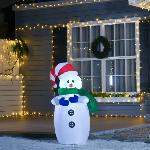 4FT Inflatable Snowman with LEDs - Little and Giant Explorers HOMCOM