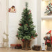 4FT Artificial Christmas Tree with 100 Warm White LED Lights and Retro Base - Little and Giant Explorers HOMCOM