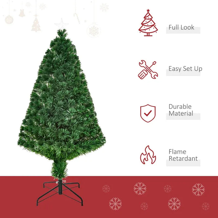 4FT Pre-lit Fibre Optic Artificial Christmas Tree - Little and Giant Explorers HOMCOM