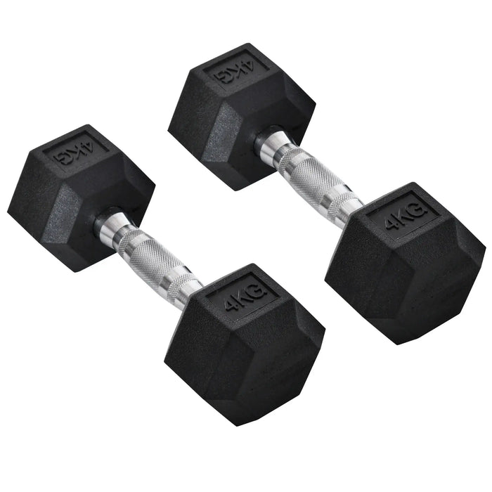 2x4kg Rubber Dumbbell | Weight Set - Little and Giant Explorers HOMCOM