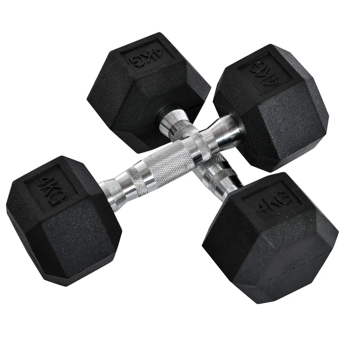 2x4kg Rubber Dumbbell | Weight Set - Little and Giant Explorers HOMCOM