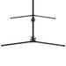 Adjustable black metal badminton net stand base on white background