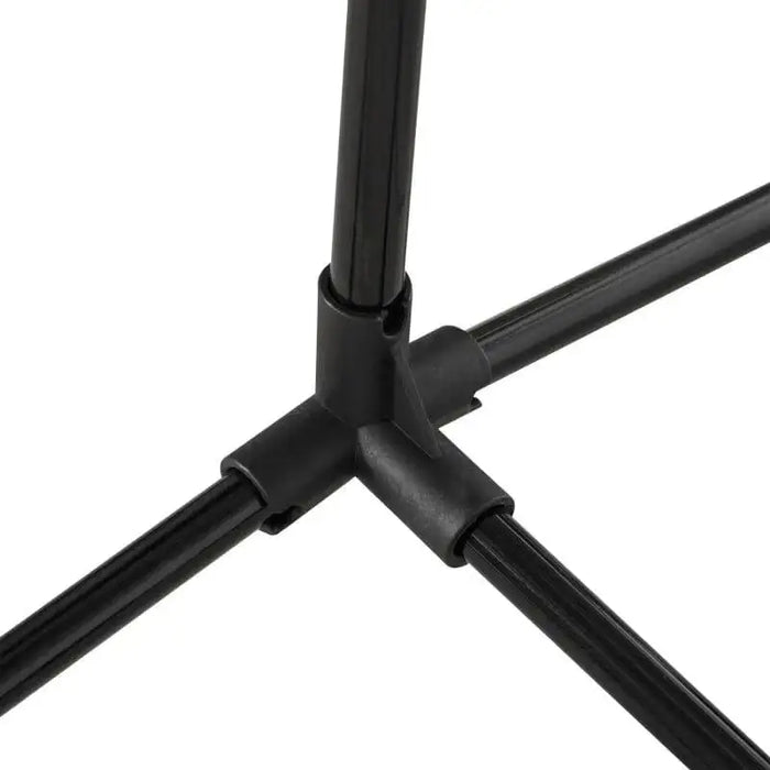 Close-up of black metal frame joint on portable badminton net stand