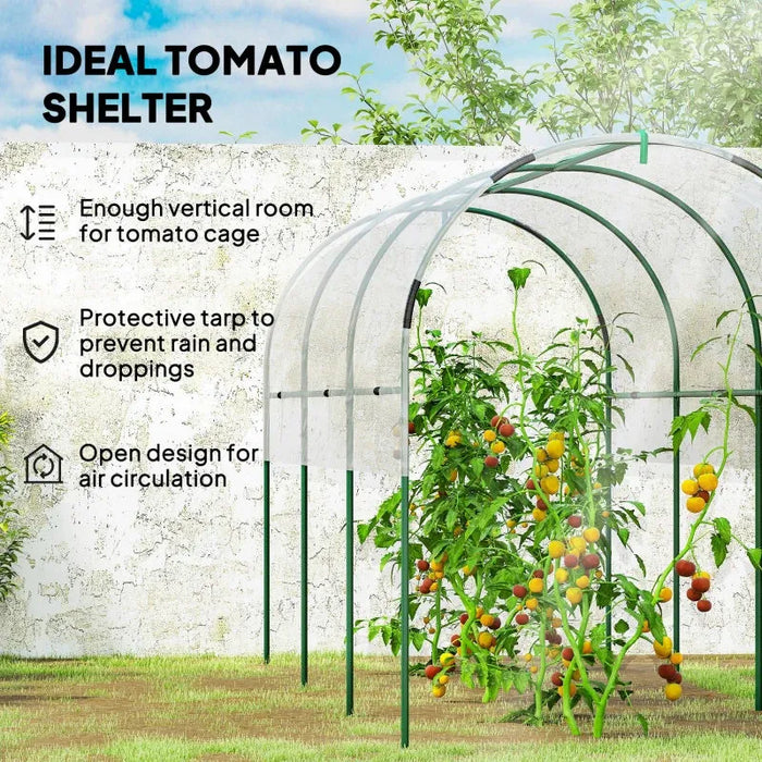 4m Tomato Greenhouse | Open Tunnel Grow House with Steel Frame and Half Plastic Cover OUTSUNNY - Little and Giant Explorers Outsunny