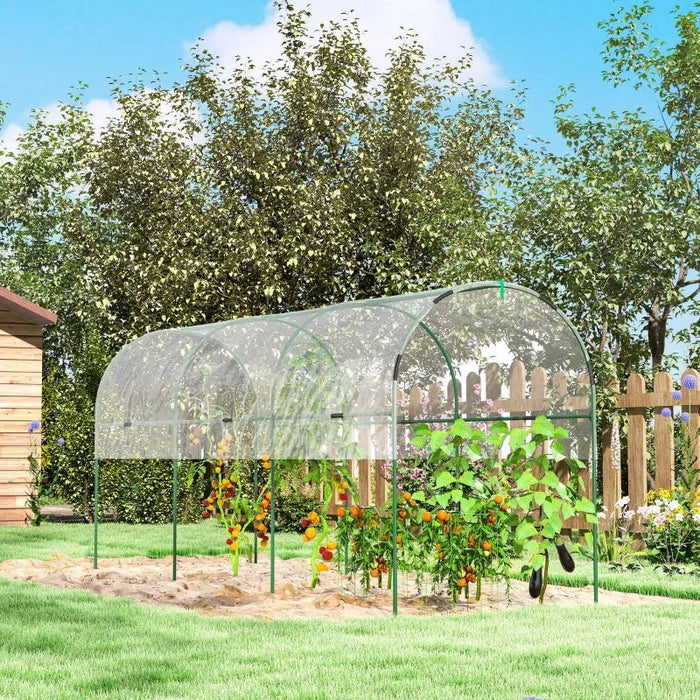 4m Tomato Greenhouse | Open Tunnel Grow House with Steel Frame and Half Plastic Cover OUTSUNNY - Little and Giant Explorers Outsunny