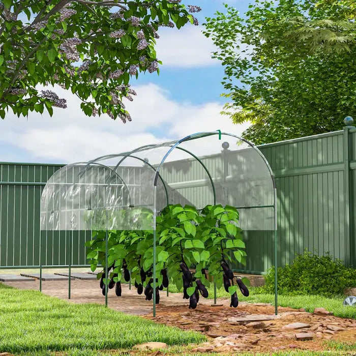 4m Tomato Greenhouse | Open Tunnel Grow House with Steel Frame and Half Plastic Cover OUTSUNNY - Little and Giant Explorers Outsunny