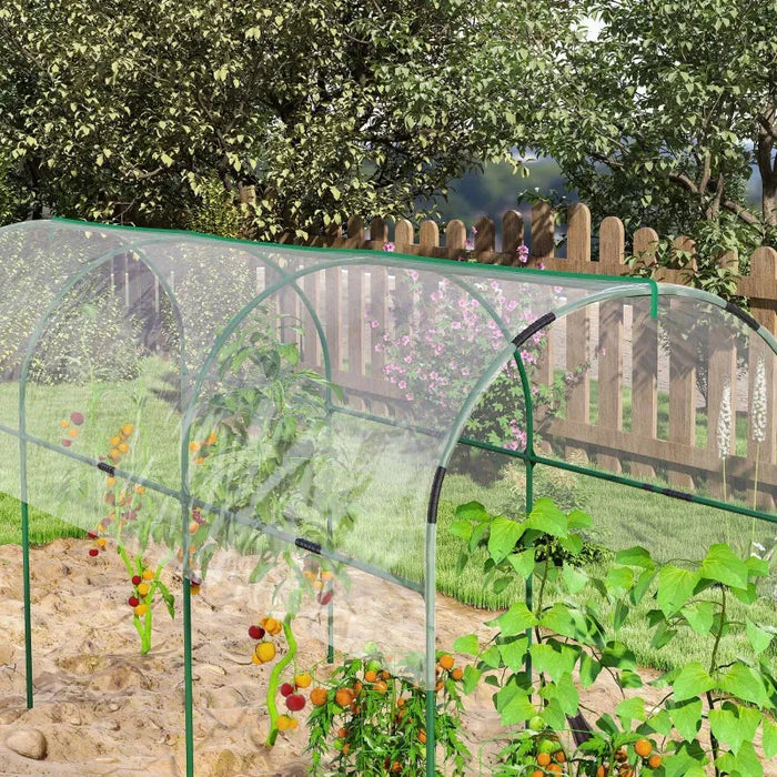 4m Tomato Greenhouse | Open Tunnel Grow House with Steel Frame and Half Plastic Cover OUTSUNNY - Little and Giant Explorers Outsunny