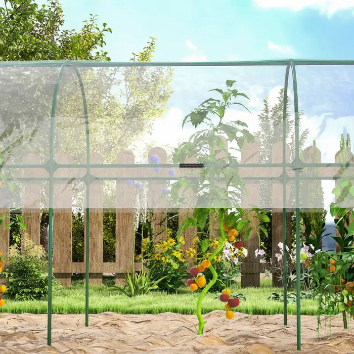4m Tomato Greenhouse | Open Tunnel Grow House with Steel Frame and Half Plastic Cover OUTSUNNY - Little and Giant Explorers Outsunny