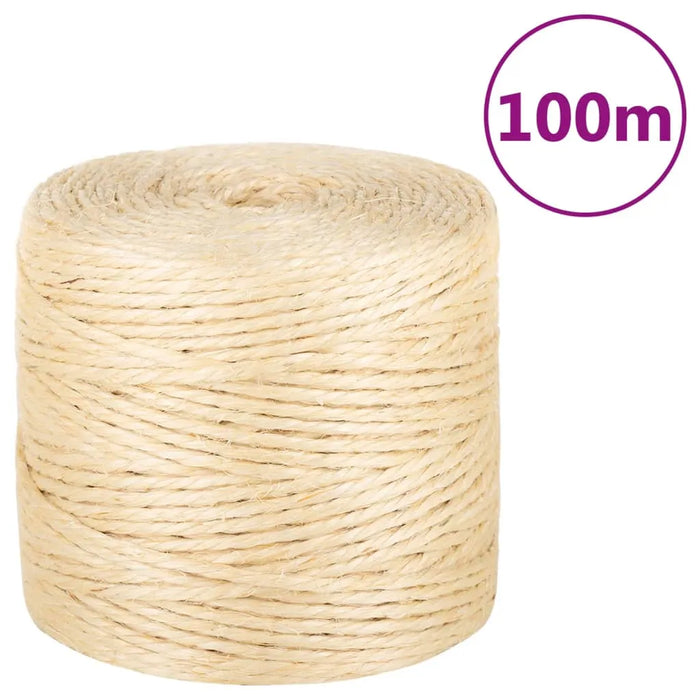 4mm Rope 100% Sisal 100m - Little and Giant Explorers vidaXL