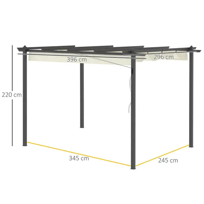 4x3m Aluminium Pergola – Cream White and Dark Grey | Retractable Canopy Garden Shelter OUTSUNNY - Little and Giant Explorers Outsunny