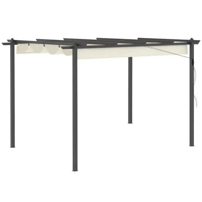 4x3m Aluminium Pergola – Cream White and Dark Grey | Retractable Canopy Garden Shelter OUTSUNNY - Little and Giant Explorers Outsunny