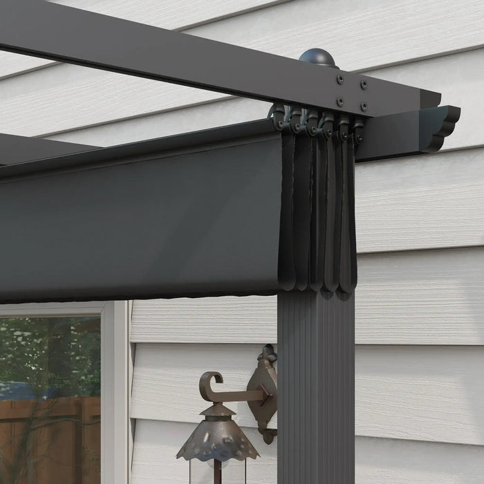 Aluminium Pergola with Retractable Roof in Dark Grey (3 x 4m) - Little and Giant Explorers Outsunny