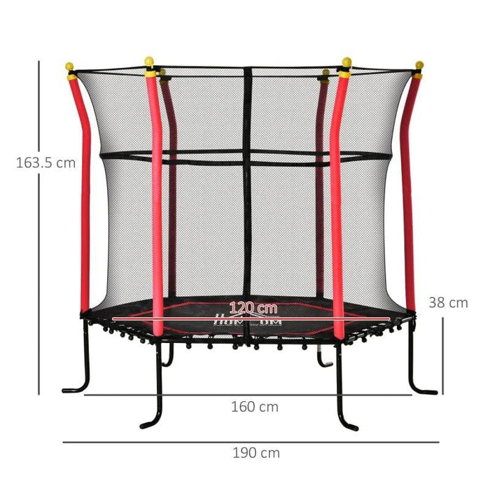 5.2FT / 63 Inch Kids Trampoline With Enclosure Net Ø160cm - Little and Giant Explorers HOMCOM