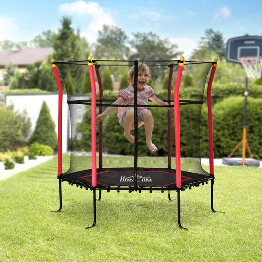 5.2FT / 63 Inch Kids Trampoline With Enclosure Net Ø160cm - Little and Giant Explorers HOMCOM