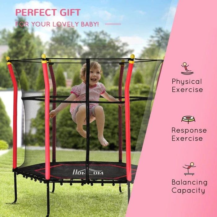 5.2FT / 63 Inch Kids Trampoline With Enclosure Net Ø160cm - Little and Giant Explorers HOMCOM