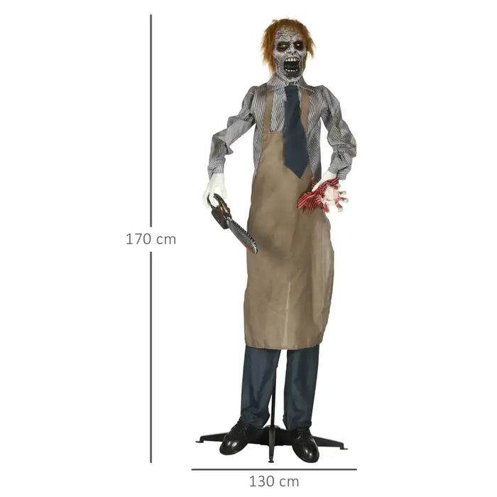 5.5ft Animated Halloween Chainsaw Killer Decoration | Red LED Eyes and Creepy Chainsaw Sounds HOMCOM - Little and Giant Explorers HOMCOM