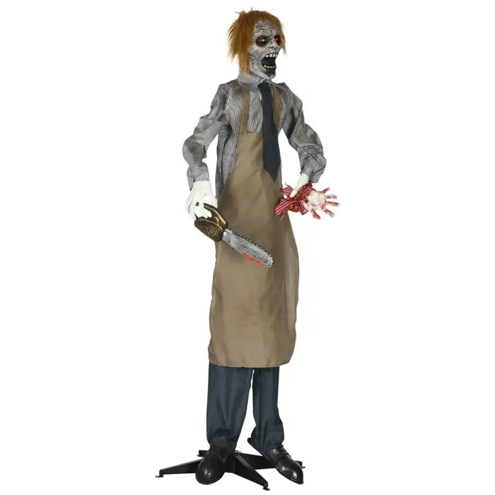 5.5ft Animated Halloween Chainsaw Killer Decoration | Red LED Eyes and Creepy Chainsaw Sounds HOMCOM - Little and Giant Explorers HOMCOM