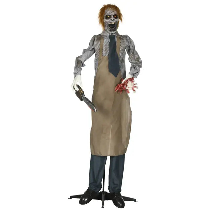 5.5ft Animated Halloween Chainsaw Killer Decoration | Red LED Eyes and Creepy Chainsaw Sounds HOMCOM - Little and Giant Explorers HOMCOM