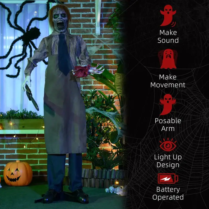 5.5ft Animated Halloween Chainsaw Killer Decoration | Red LED Eyes and Creepy Chainsaw Sounds HOMCOM - Little and Giant Explorers HOMCOM