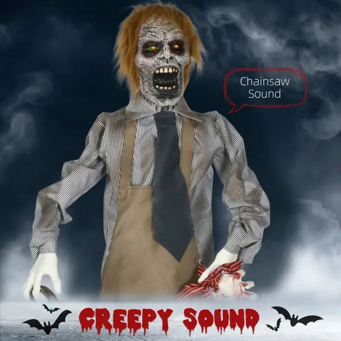 5.5ft Animated Halloween Chainsaw Killer Decoration | Red LED Eyes and Creepy Chainsaw Sounds HOMCOM - Little and Giant Explorers HOMCOM